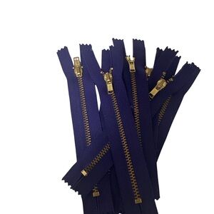 7 Purple 5” Metal Coil Closed End Zippers